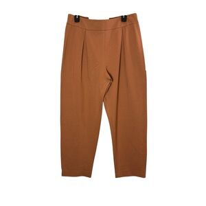 Liviana Conti Womens Caramel Lagenlook Jersey Ponte Pleated Pants sz 10